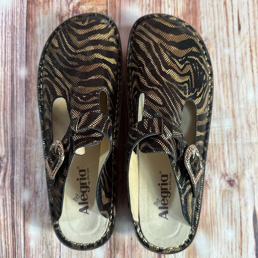 Alegria Classic SAFARI Size EU 40 US 9.5-10 Leather Mule Clogs Wedge Shoes Slide - Picture 5 of 10